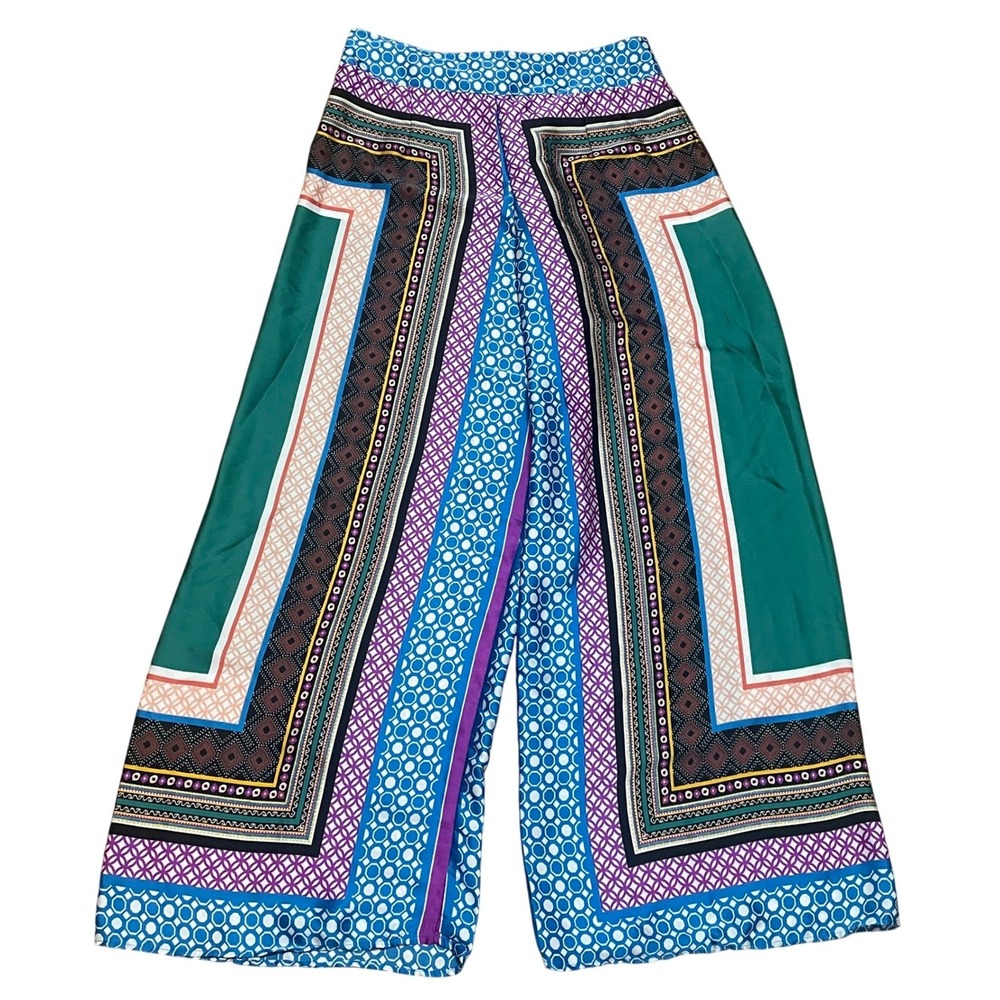 Forever 21 Contemporary Wide Leg Palazzo Pants Geometric Bandana Print Women's L